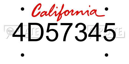 4D57345 California License Plate