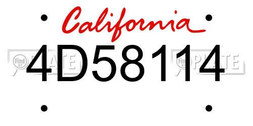 4D58114 California License Plate