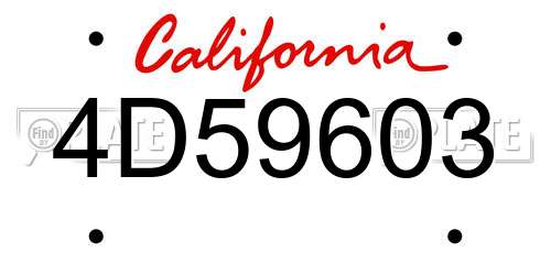 4D59603 California License Plate