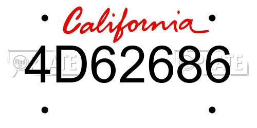 4D62686 California License Plate