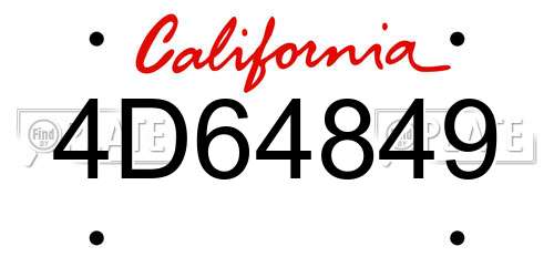 4D64849 California License Plate