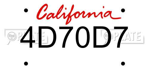 4D70D7 California License Plate