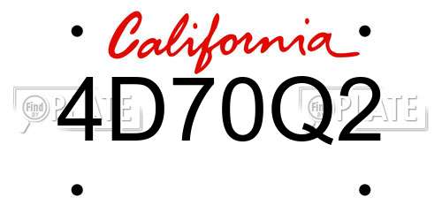 4D70Q2 California License Plate