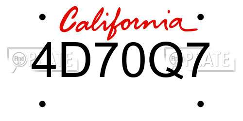 4D70Q7 California License Plate