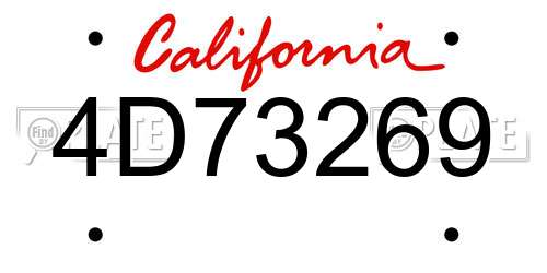 4D73269 California License Plate
