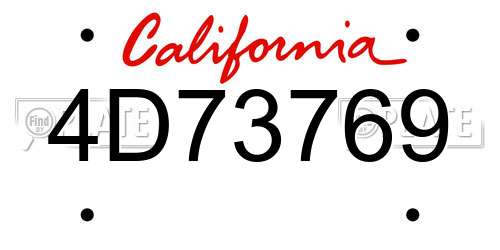 4D73769 California License Plate