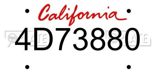 4D73880 California License Plate
