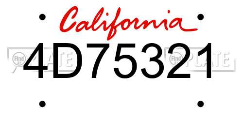 4D75321 California License Plate