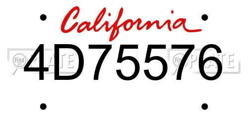 4D75576 California License Plate