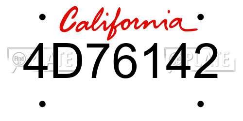 4D76142 California License Plate