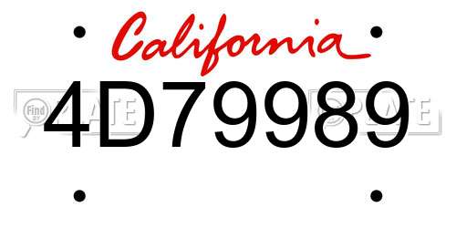 4D79989 California License Plate