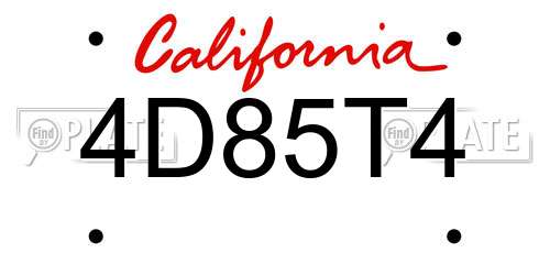 4D85T4 California License Plate