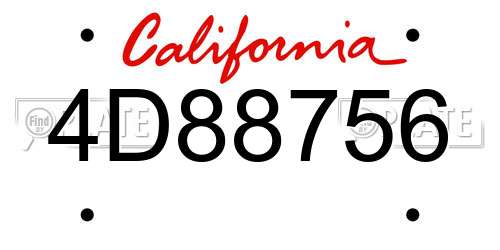 4D88756 California License Plate