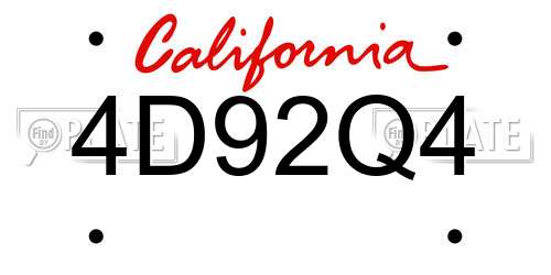 4D92Q4 California License Plate