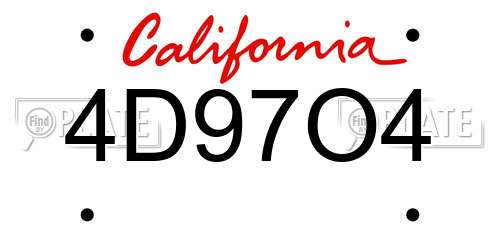 4D97O4 California License Plate