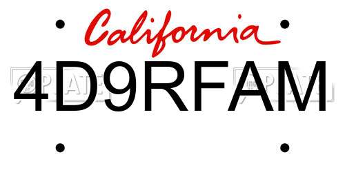 4D9RFAM California License Plate