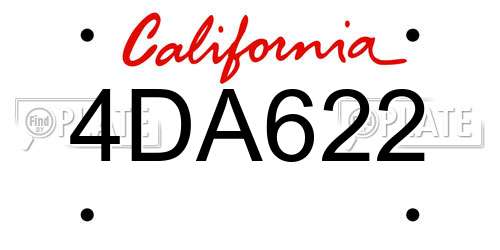 4DA622 California License Plate