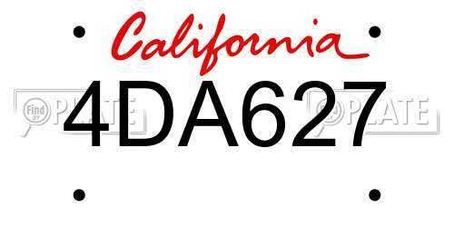4DA627 California License Plate