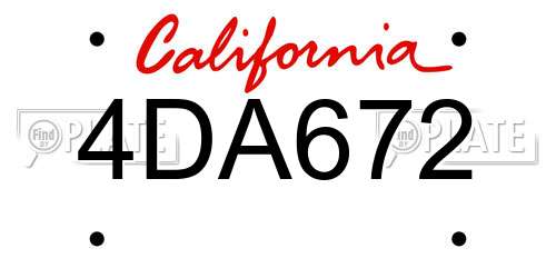 4DA672 California License Plate