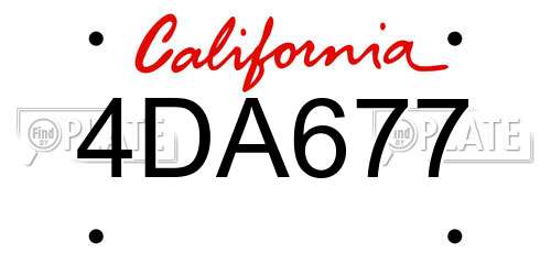 4DA677 California License Plate