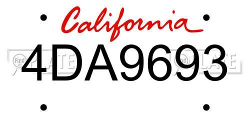 4DA9693 California License Plate