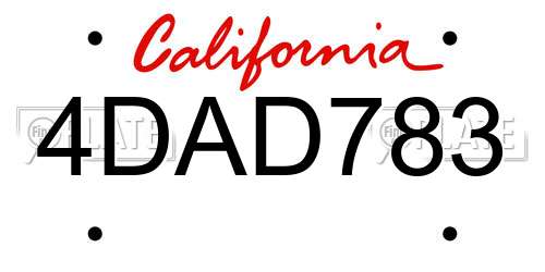 4DAD783 California License Plate