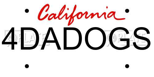 4DADOGS California License Plate