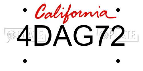 4DAG72 California License Plate