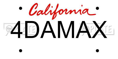4DAMAX California License Plate