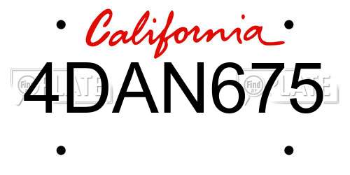 4DAN675 California License Plate