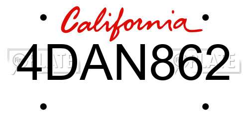 4DAN862 California License Plate