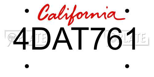 4DAT761 California License Plate
