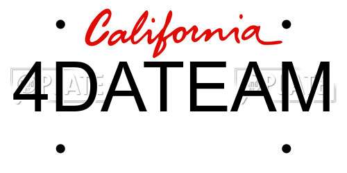 4DATEAM California License Plate