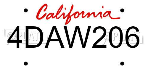 4DAW206 California License Plate