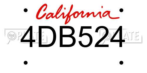 4DB524 California License Plate