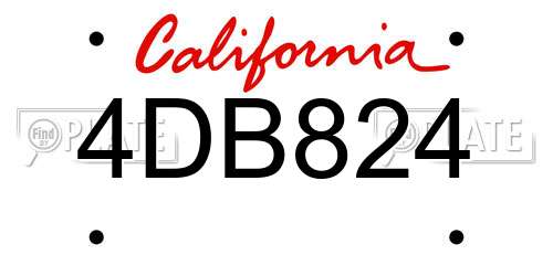 4DB824 California License Plate