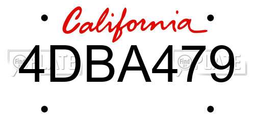 4DBA479 California License Plate