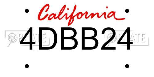 4DBB24 California License Plate