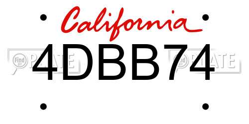 4DBB74 California License Plate