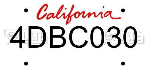4DBC030 California License Plate