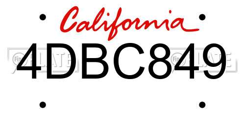 4DBC849 California License Plate