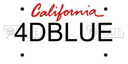 4DBLUE California License Plate