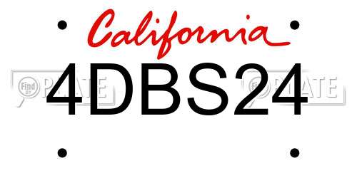 4DBS24 California License Plate
