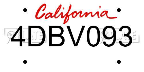 4DBV093 California License Plate