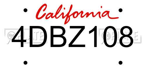 4DBZ108 California License Plate