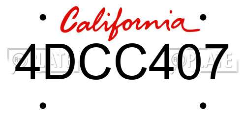 4DCC407 California License Plate
