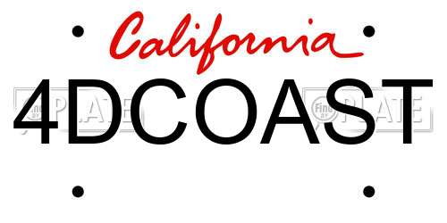4DCOAST California License Plate