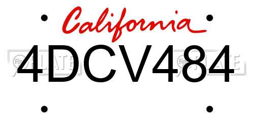 4DCV484 California License Plate