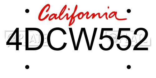 4DCW552 California License Plate