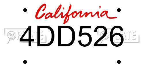 4DD526 California License Plate